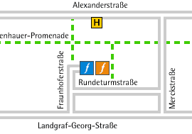 Detailkarte Darmstadt Fraunhoferstraße