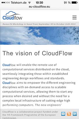 CloudFlow Startseite Smartphone