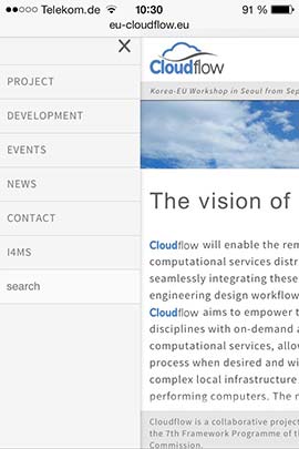 CloudFlow Smartphone Navigationpanel