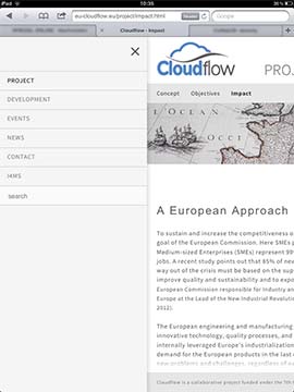 CloudFlow Tablett Navigationpanel